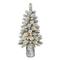 3.5ft. Pre-Lit Potted Flocked Pine Artificial Christmas Tree, White LED Lights